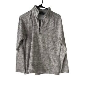Eddie Bauer Size Large Fair Isle Fleece‎ Grey Half Zip Pull Over Sweater